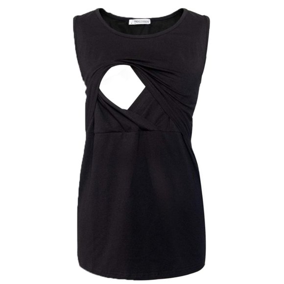 SMALLSHOW Sleeveless Maternity Nursing Tank Top Black Size MEDIUM (Small Show) - Picture 2 of 8